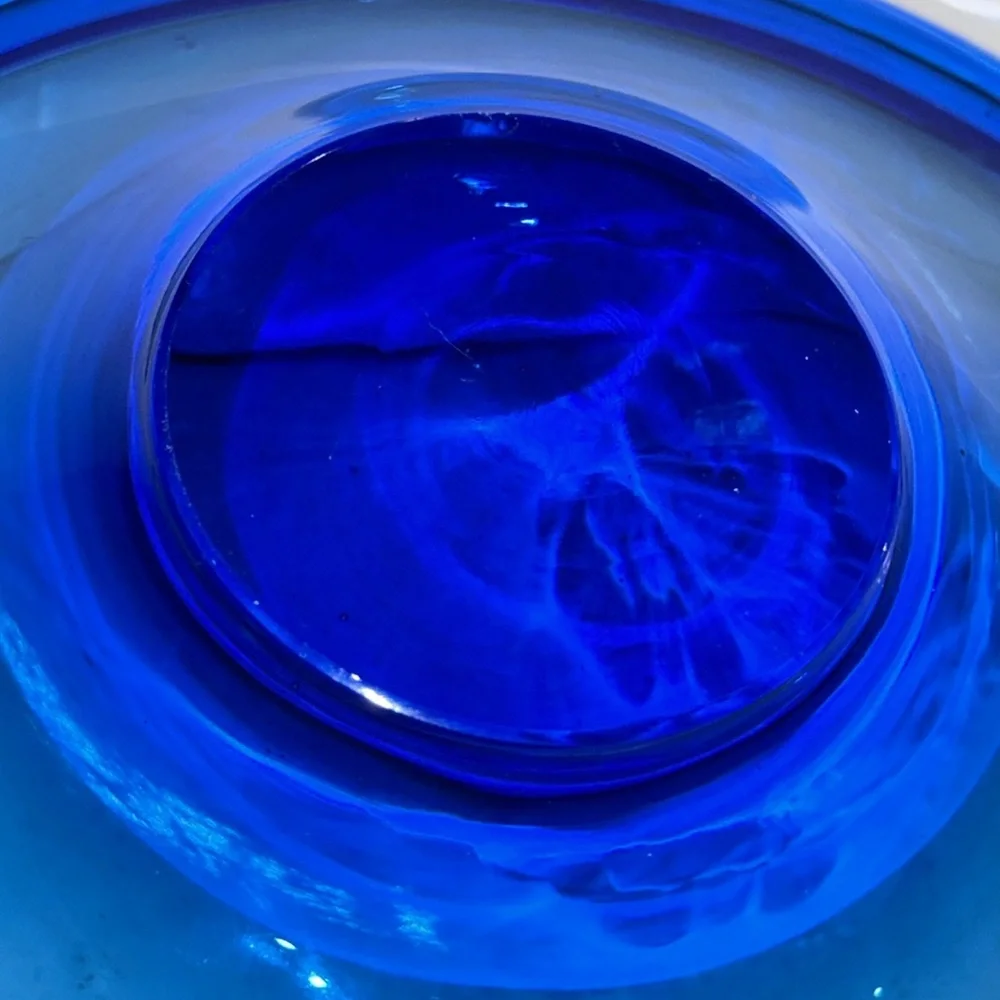 Vintage Viking Glass Cobalt Blue Oval Bowl or Swedish Arthur Percy 10”x 8” MCM - Picture 4 of 6